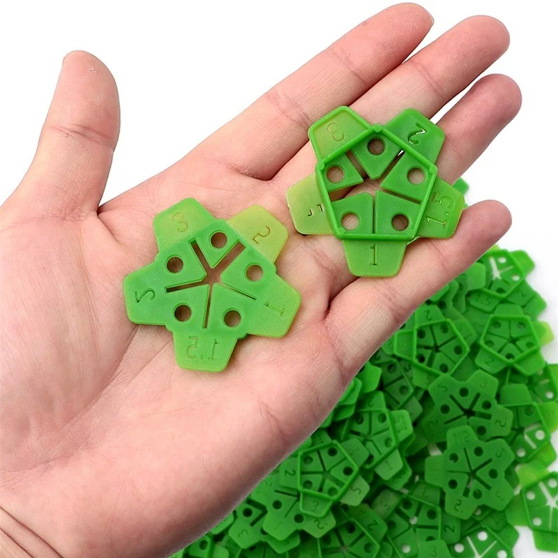 50pcs 5 IN 1 Reusable Tile Leveling System Locator 1-3mm Gap Spacers Cross Tiles Wedge for Floor Wall Seaming Construction Tool