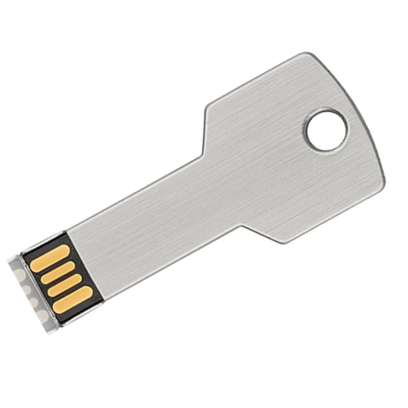 ABKQ-محرك فلاش USB معدني متين، على شكل مفتاح، فضي 32 جيجابايت - جهاز تخزين عالي السعة الحقيقية