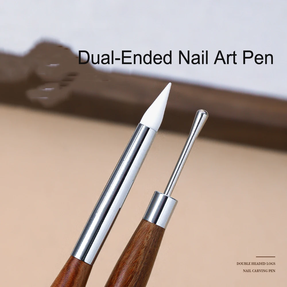 2 pezzi spatola in silicone a doppia estremità pennello per nail art per intaglio 3D fiore pittura penna colla pennello misto strumento per manicure in acciaio inossidabile