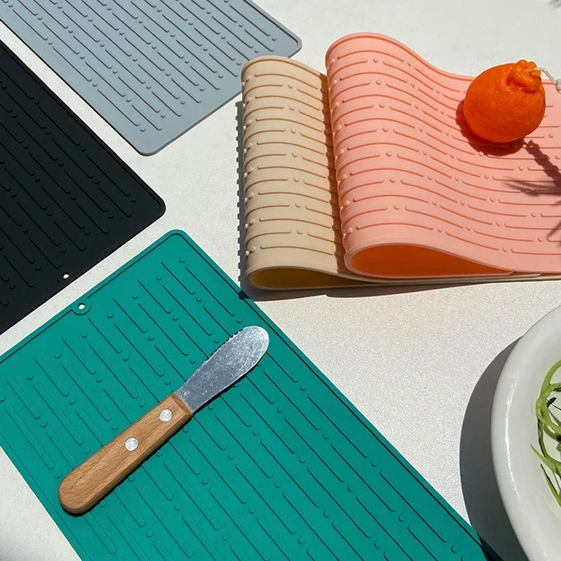 Kitchen Silicone Dish Drying Mat Drainer Mat  Heat Resistant Coaster Anti-scalding Pot Mat Sink Non Slip Dish Draining Tool