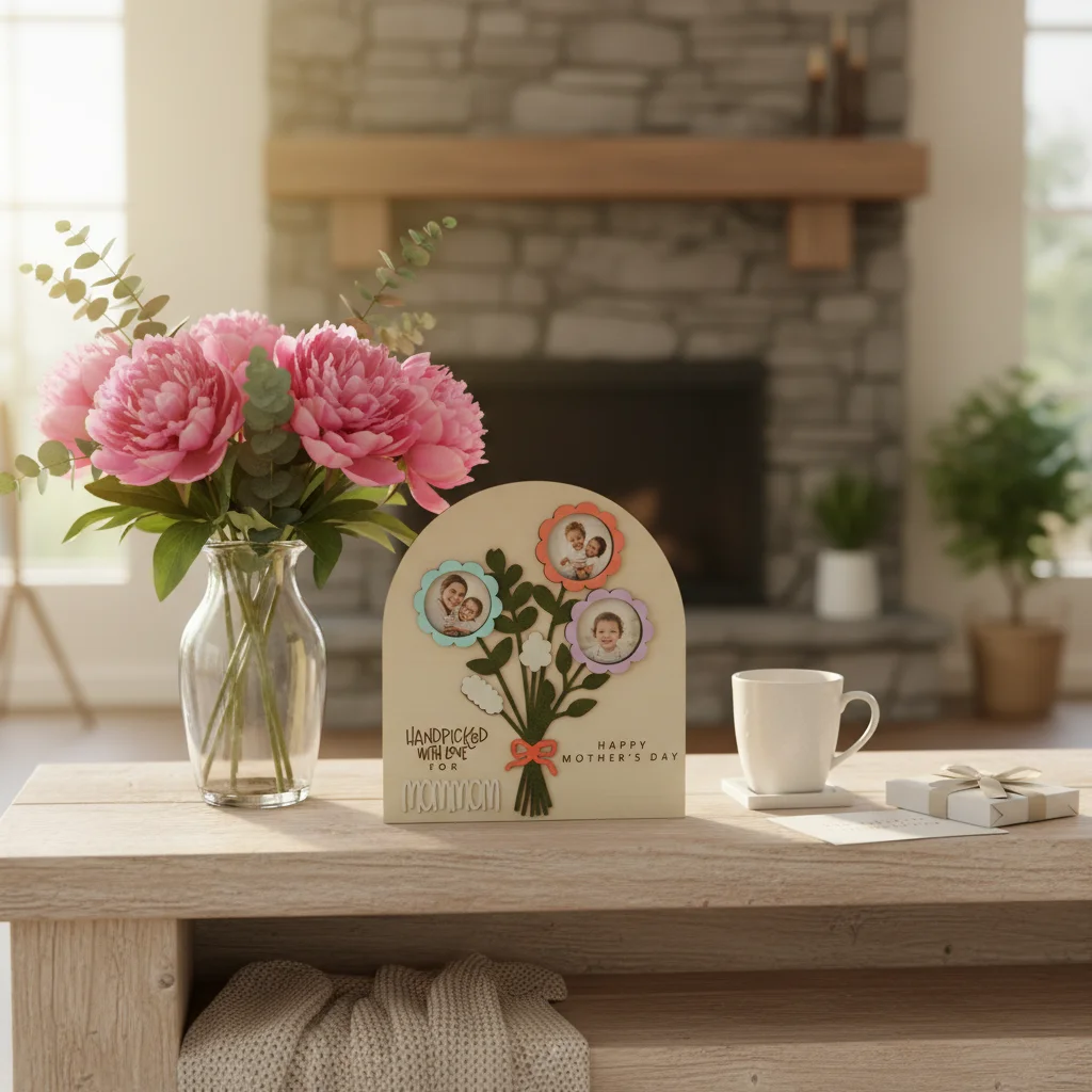 

Xyloid Photo Sign Flower Bouquet Ornament for Mother's Day Gift Home Decoration