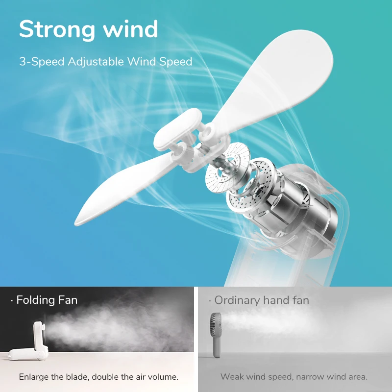 JISULIFE Portable Fan Mini Handheld Fan USB 4500mAh Recharge Hand Held Small 3 in1 Pocket Fan with Power Bank Flashlight Feature