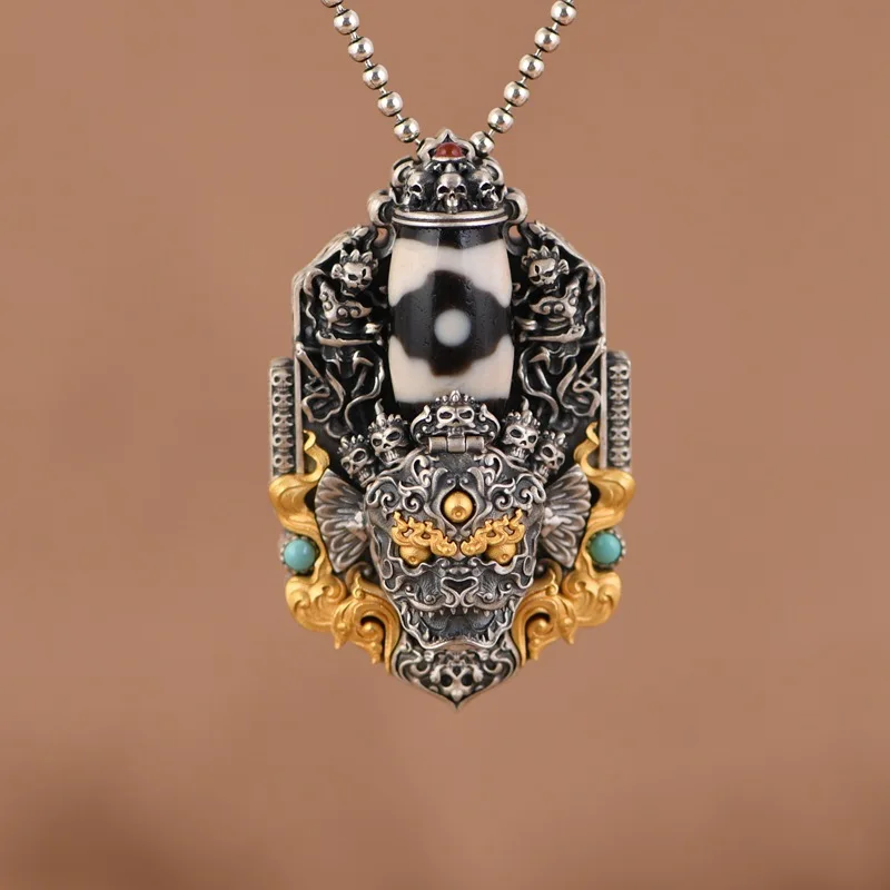 

Подвеска Zhaxi Lhamo & Skull Dzi, позолоченная ступа, серебро S925, настоящая жизнь без цепочки