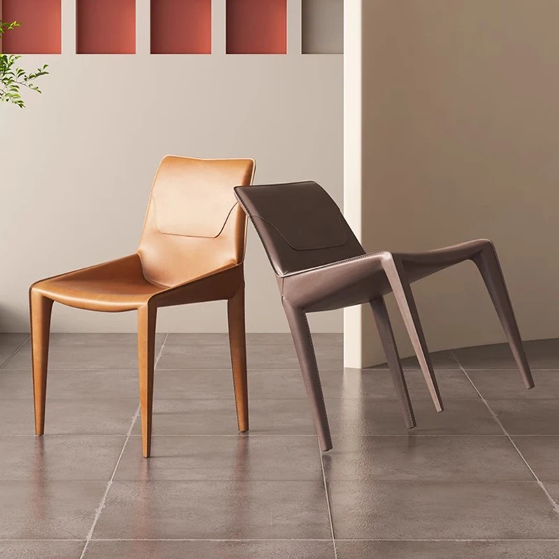 Leather Meeting Sedentary Dining Chair Luxury Backrest Comfortable Simple Dining Chair Hotel Restaurant Cadeiras Home Furniture