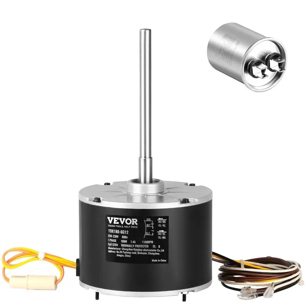

Condenser Fan Motor 1/4 HP 208-230V 1100RPM Reversible Replacement Motor with Explosion-Proof Capacitor 5μF 370V