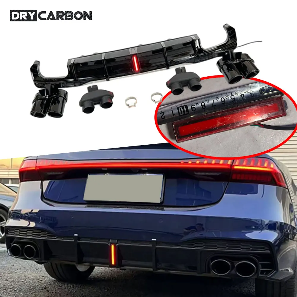 

Car Rear Bumper Diffuser Lip Spoiler Exhaust Tips Accessories for Audi A7 Sline S7 C8 2019-2023 Body Kits Bumper Guard