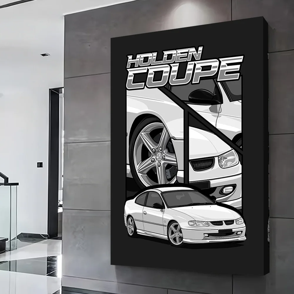 White Holden Coupe Car Printing Poster Custom Pictures Wall Art Canvas Painting Gift for Interior Accessories Home Decorations