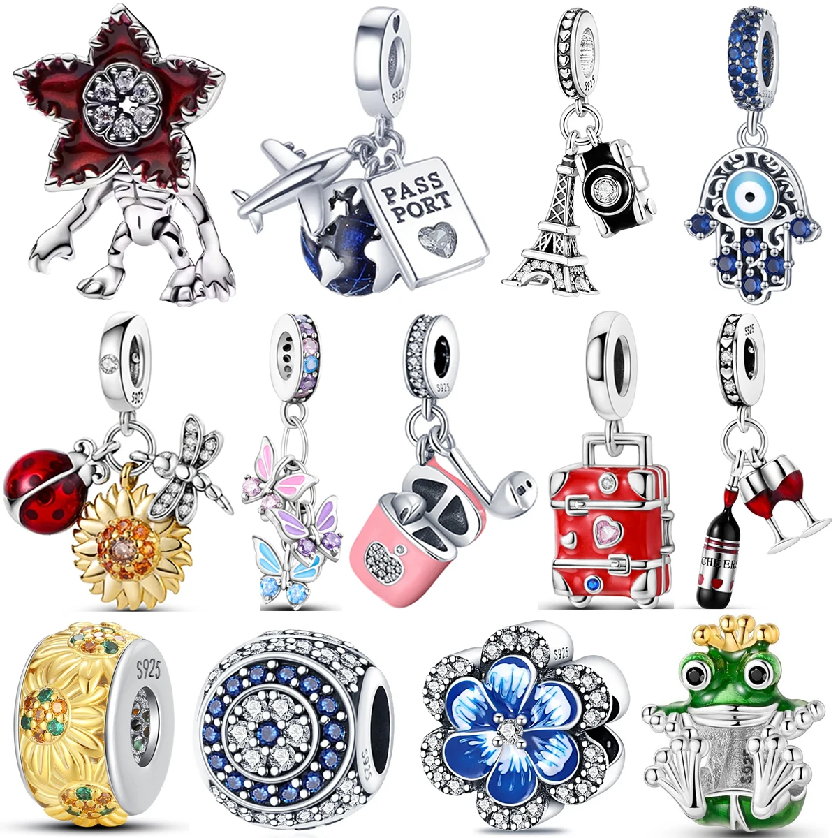 925 Sterling Silver Pendant Charms Beads Cute Metal Carnivorous Plant Monster Funny Trendy Collection Bracelet Necklace Jewelry