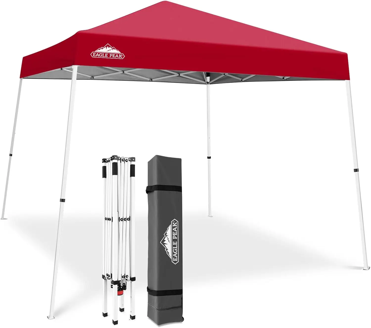 10x10 Slant Leg Pop-up Canopy Tent, Easy One-Person Setup, Instant Outdoor Beach Shelter, Portable Folding Sports Canopy in Red
