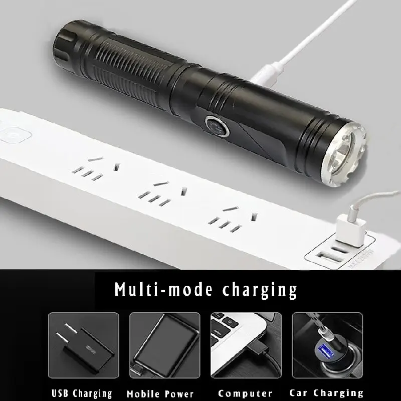 Bright Headlight LED Rechargeable Flashlight Adjustable Headlamp 2-in-1 Multifunctional Flashlight for Outdoor Fishing Camping