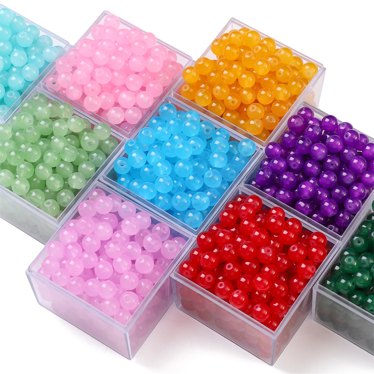 20–100 Stück glänzende, runde Perlen aus Jelly-Imitationsjade-Glas, 4/6/8/10 mm, lose Perlen für DIY-Armbänder, Halsketten, Schmuckherstellung – Detail 6