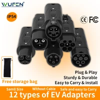 WUFEN-conector Type2 a GBT para carga de vehículo eléctrico, adaptador EV Type2 a Type1 a GBT EVSE, cargador Type1 a Type2 para EV