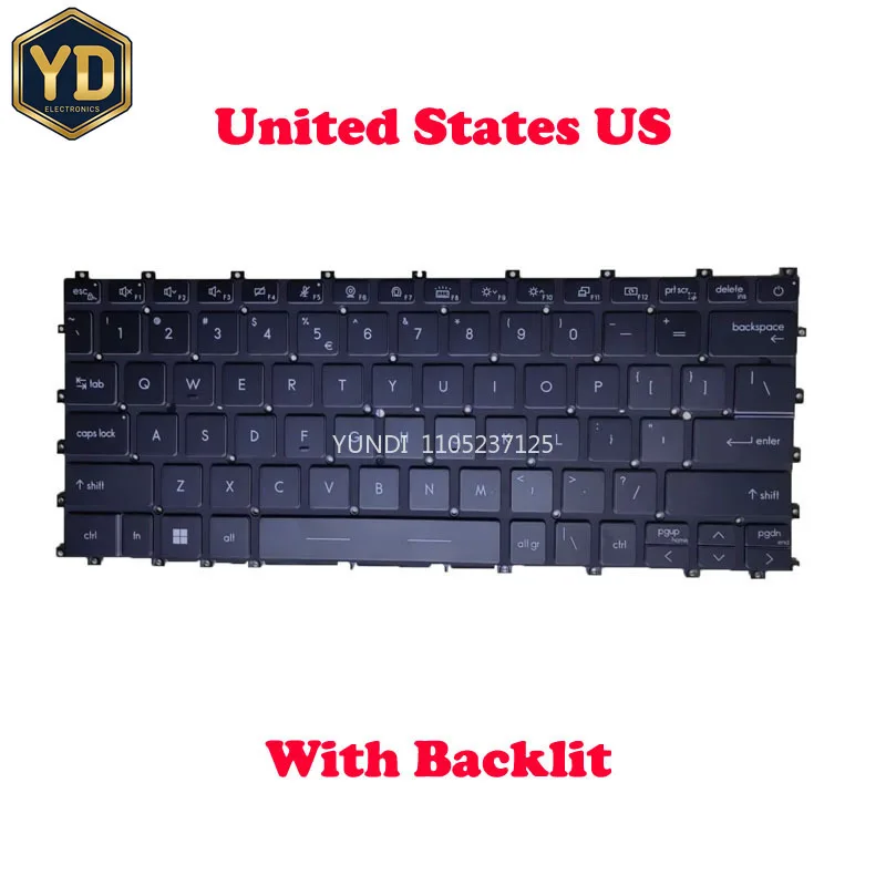 YD Black/White Laptop Backlit Keyboard For MSI Modern 14 C5M C7M C7MG C11M C12M C12MO C12MOG C13M C13MG English US No Frame New