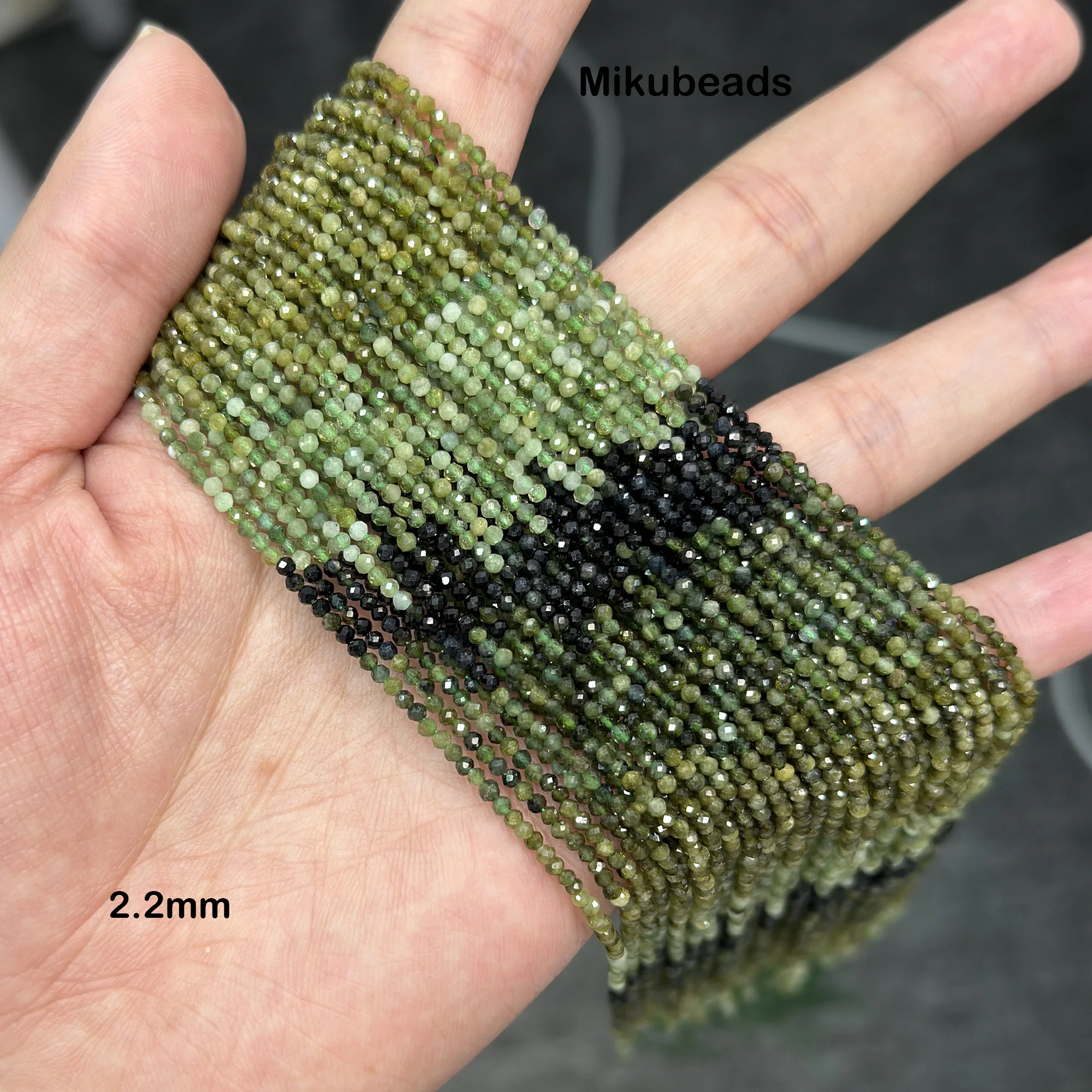 Wholesale Natural Green Tourmaline 2mm 3mm 4mm 3A Faceted Round Loose Beads For Jewelry Making DIY Bracelets Necklace