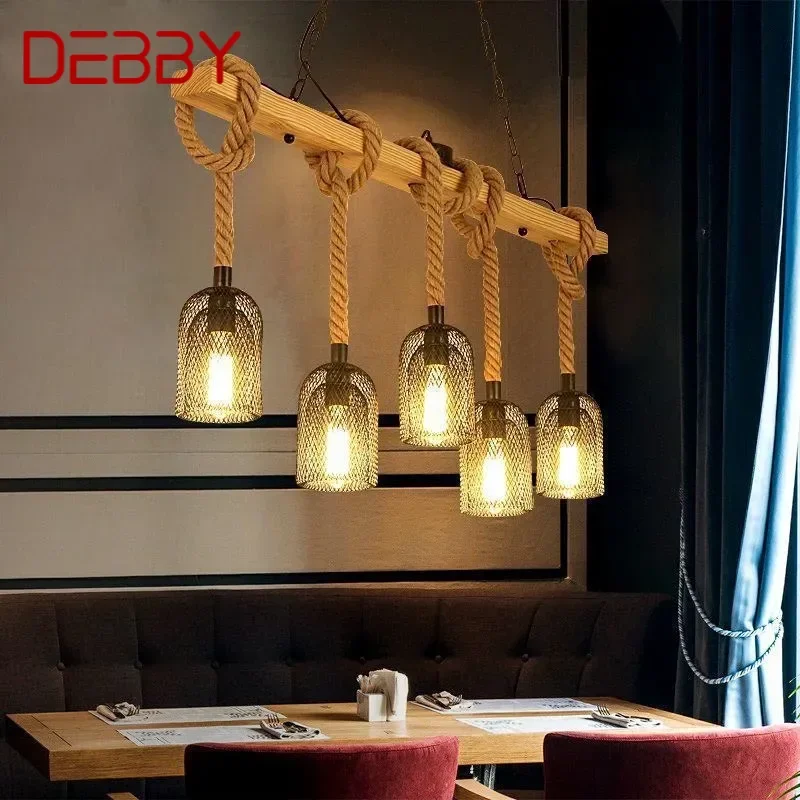 DEBBY American Country Pendant Lamp Retro Creativity Plant Music Restaurant Cashier Counter Bar Cafe Milk Tea Shop Chandelier