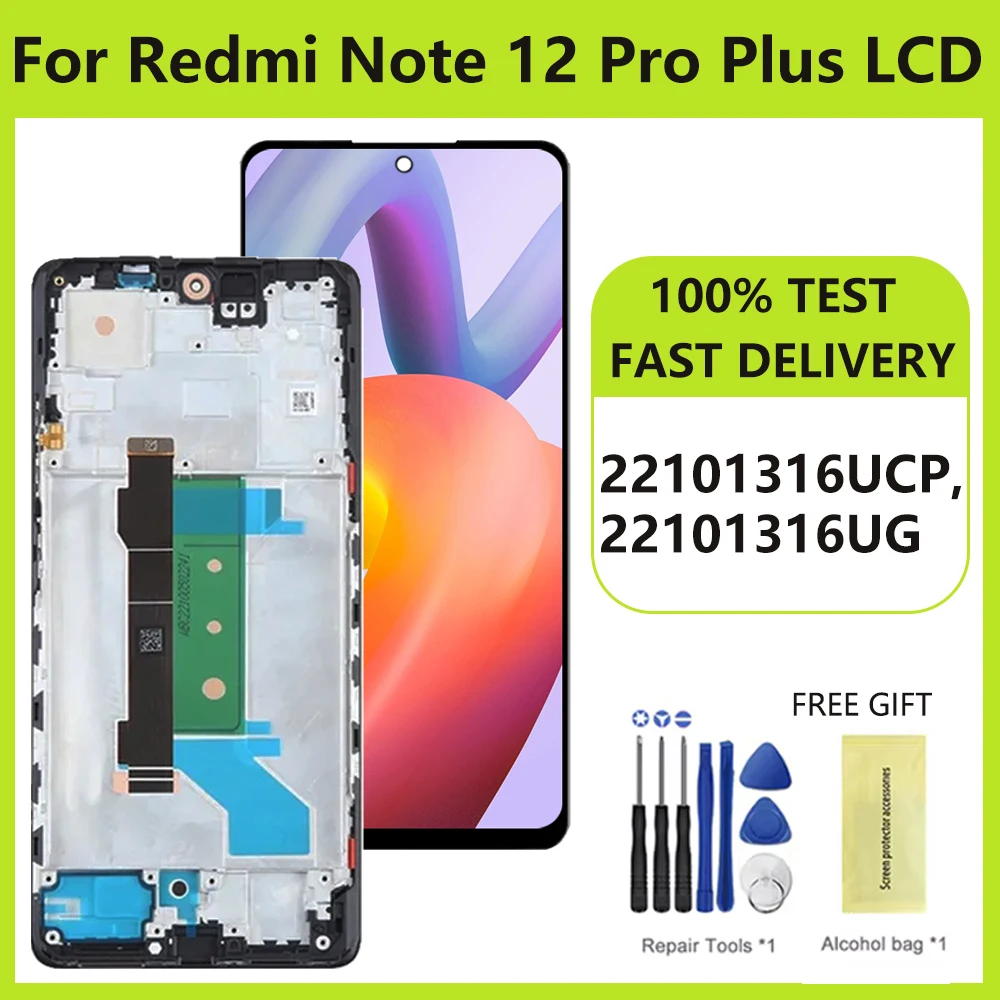 AMOLED for Xiaomi Redmi Note 12 Pro+ Plus 22101316UCP Lcd Display Touch Screen for Xiaomi Redmi Note 12 Pro 5G 22101316C