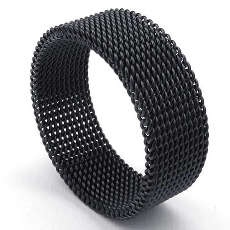 Jewelry Men'S Ring, Women'S Ring, Stainless Steel, Flexible Sieve Mesh Band Ring, Black - Gr. 59 (18.8mm)