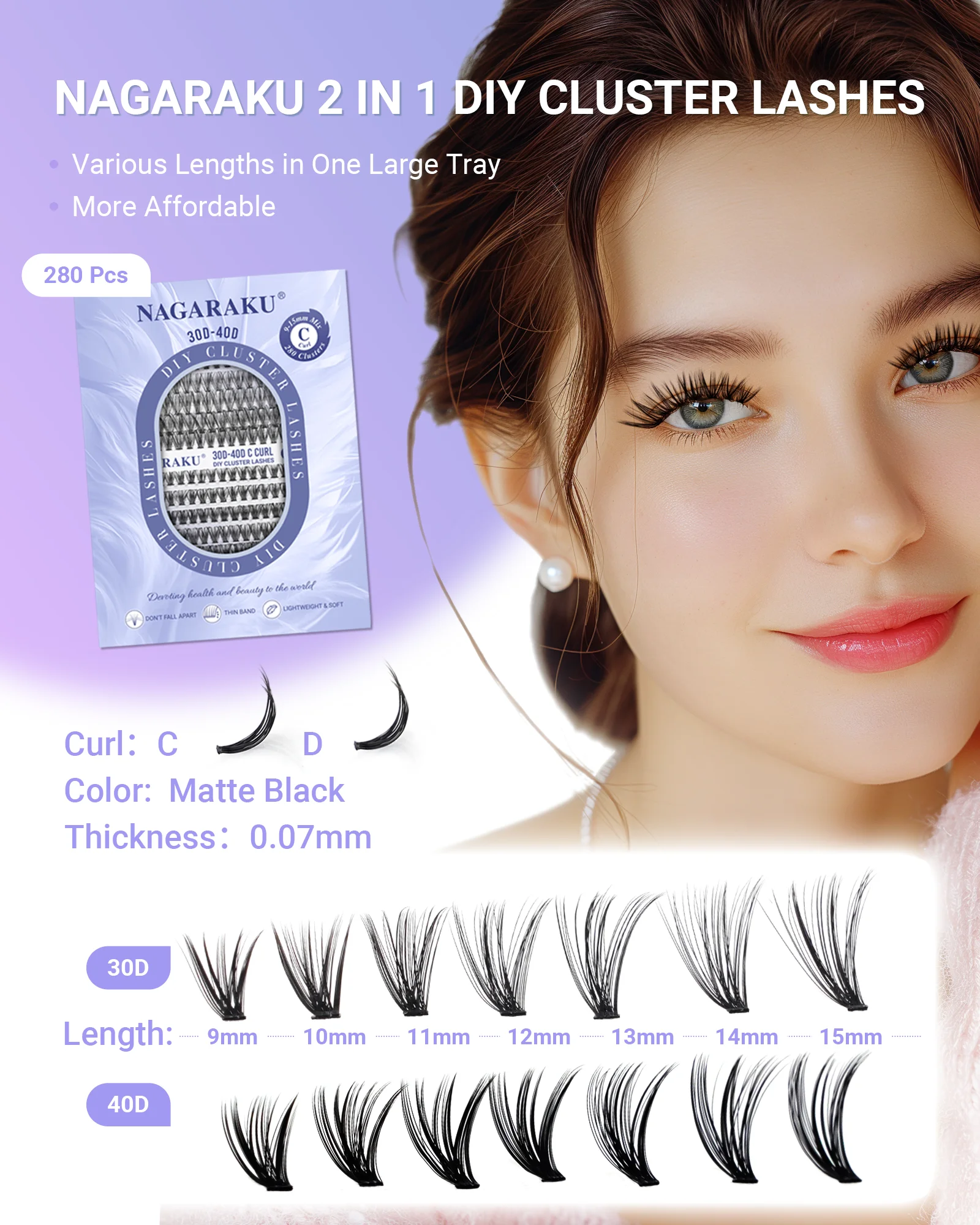 NAGARAKU 30P 40P Cluster False - Eyelash Extension No 9 recension och pris