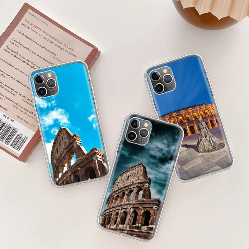 Colosseum Rome Italy Phone Case For Iphone 14 13 15 16 Pro Max Plus Apple 11 12 Mini X XS Max XR Clear Cover Shell Coque Silicon