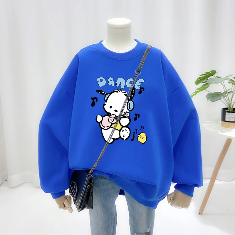 Autumn Y2k Chic Loose Casual Hoodies Women Clothing New Fashion O-neck Sweatshirts Cartoon Printed Pullovers