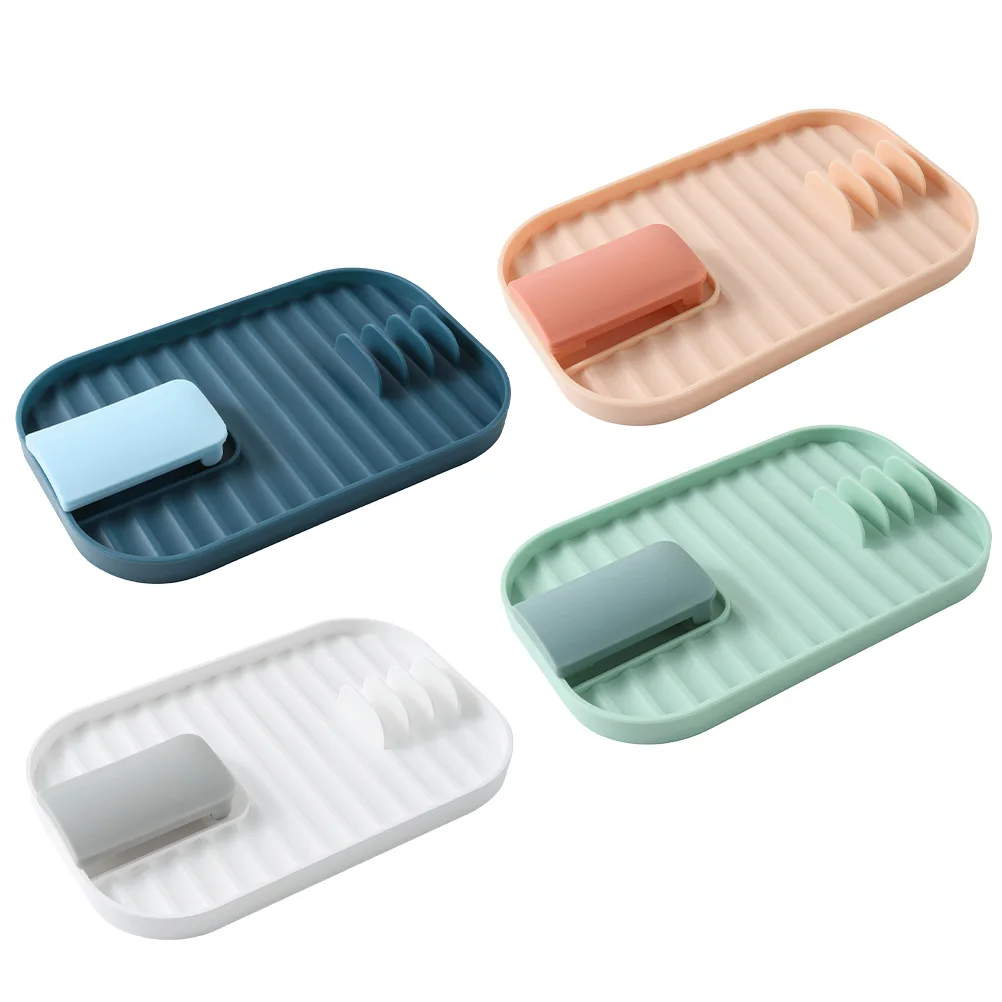 

4pcs Spatula Rack Pot Lid Holder Kitchen Organizer Stand for Lids Covers Countertop Storage Wall Mount Free Safe