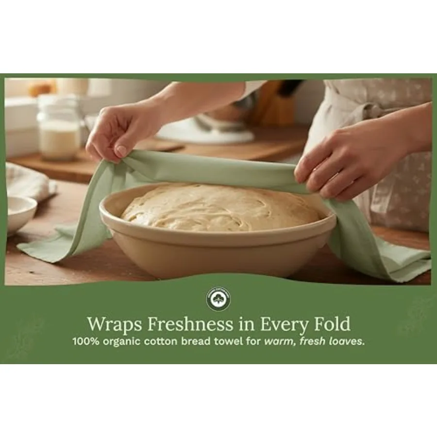 Green Flour Sack Tea Towels - 0% Organic Cotton, 5 Pack, 27