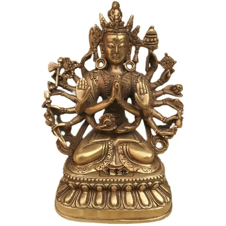 

Pure Copper Tibetan Tantra Bronze Statue Of The Eighteen Handed Bodhisattva Of The Zhunti Buddha Mother 20CM