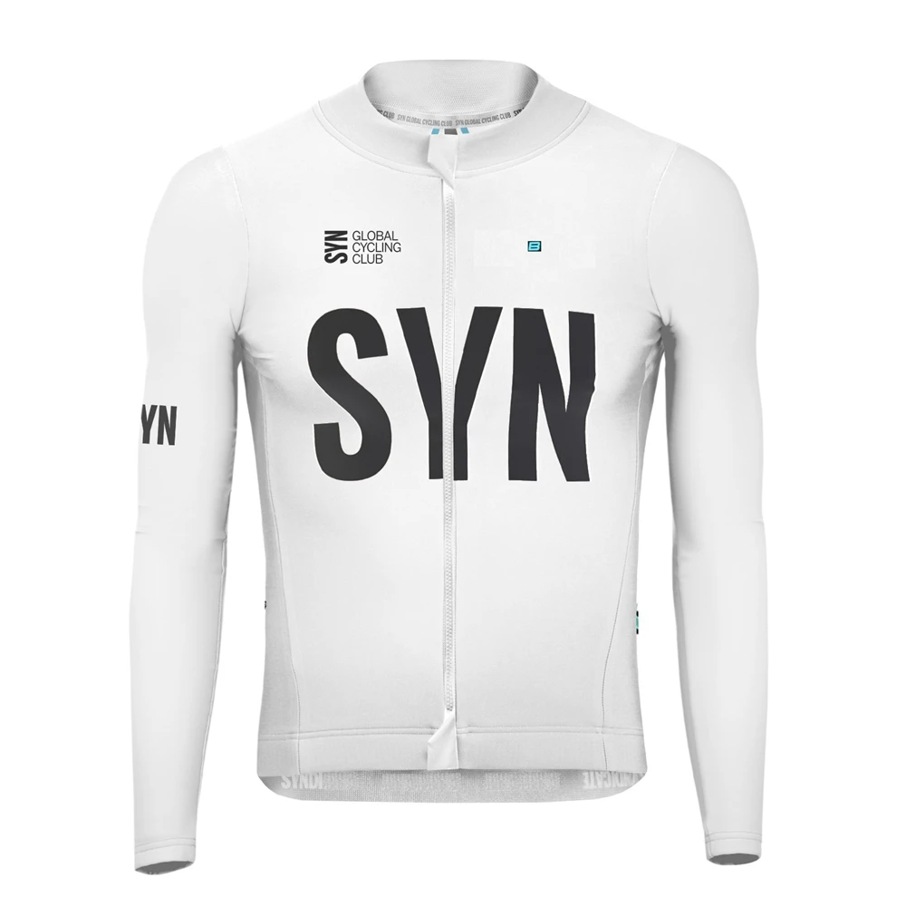 Men women winter warm cycling tops black and white outdoor Thermo fleece cycling jersey SYN hot stamping high quality MTB tops