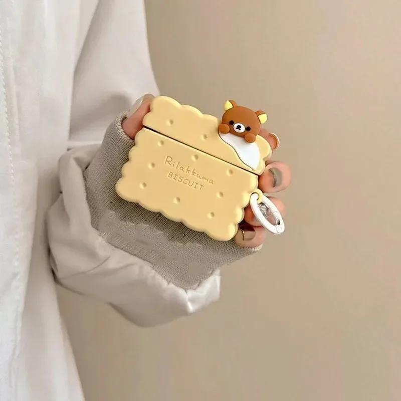 لطيف الدب الصغير البسكويت غطاء سماعة لابل AirPods 1/2 Pro Pro2 3 4 الإبداعية لطيف سيليكون الغطاء الواقي #4