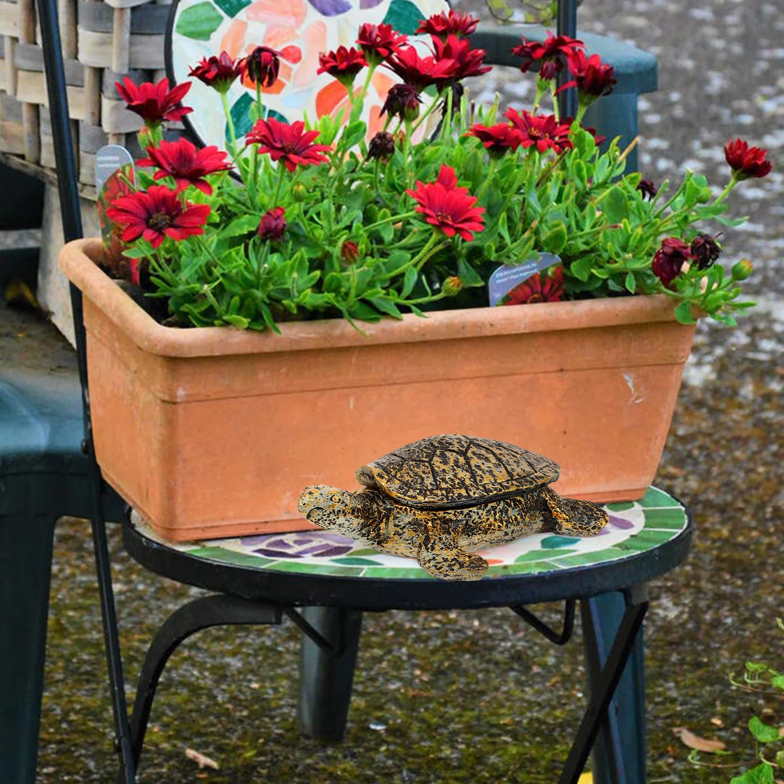 

Key Hiding Box Outdoor Turtle Storage Holder Olive Green Resin Material Safe Hider Garden Decoration Creative