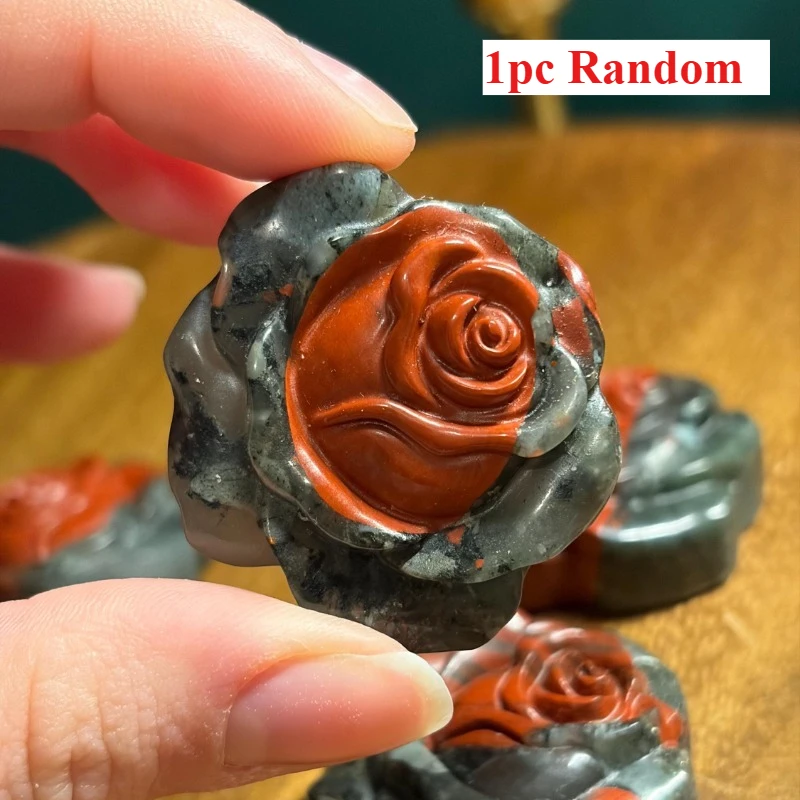 1pc African Bloodstone Rose | Natural Raw Stone, Bohemian Style Tumbled Stone, Suitable For Home Decor, Friend Gifts