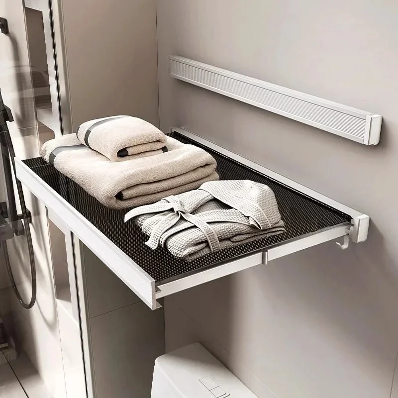 

Space Saving Organizer For Bathroom Balcony Wardrobe Closet Foldable Space Aluminum Clothes And Hat Rack With Hooks