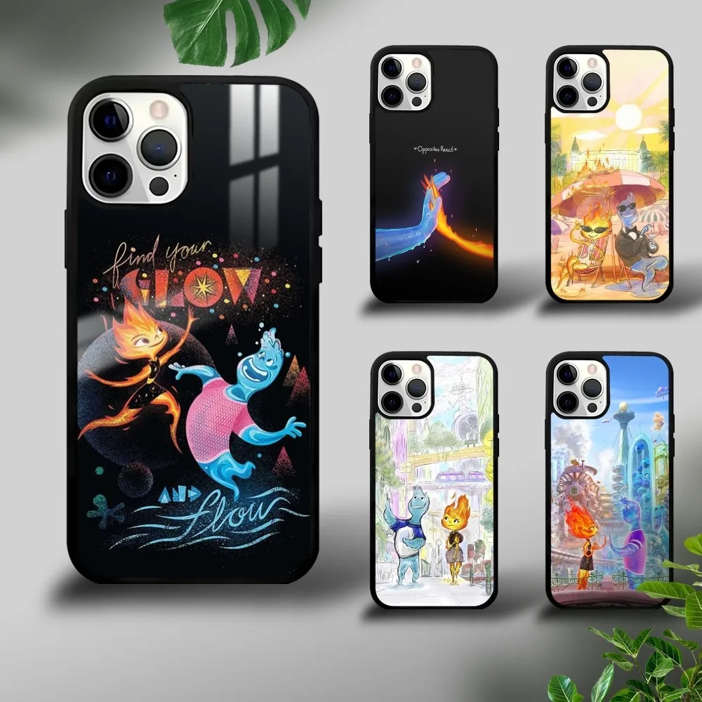 P-Pixar E-Elemental Phone Case For iPhone 16 15 14 13 12 11 Pro Xs Max Mini Plus Celulares Hard Funda