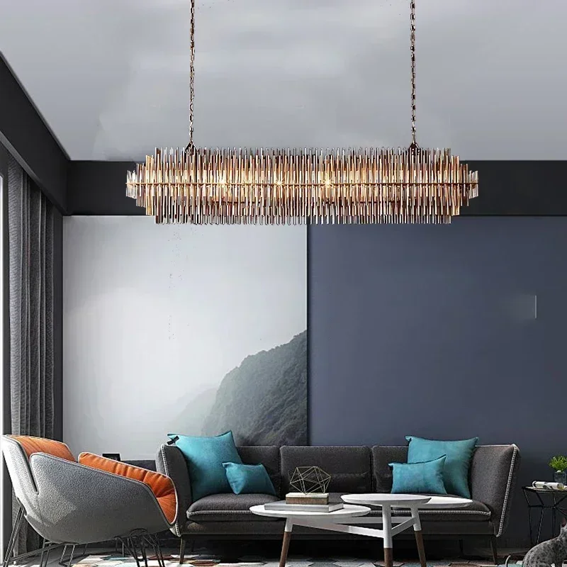 

Bronzing retro Chandelier lighting Kitchen Island glass Hanging lights Home Dining room Stainless steel Decor fixtures Bar lamps