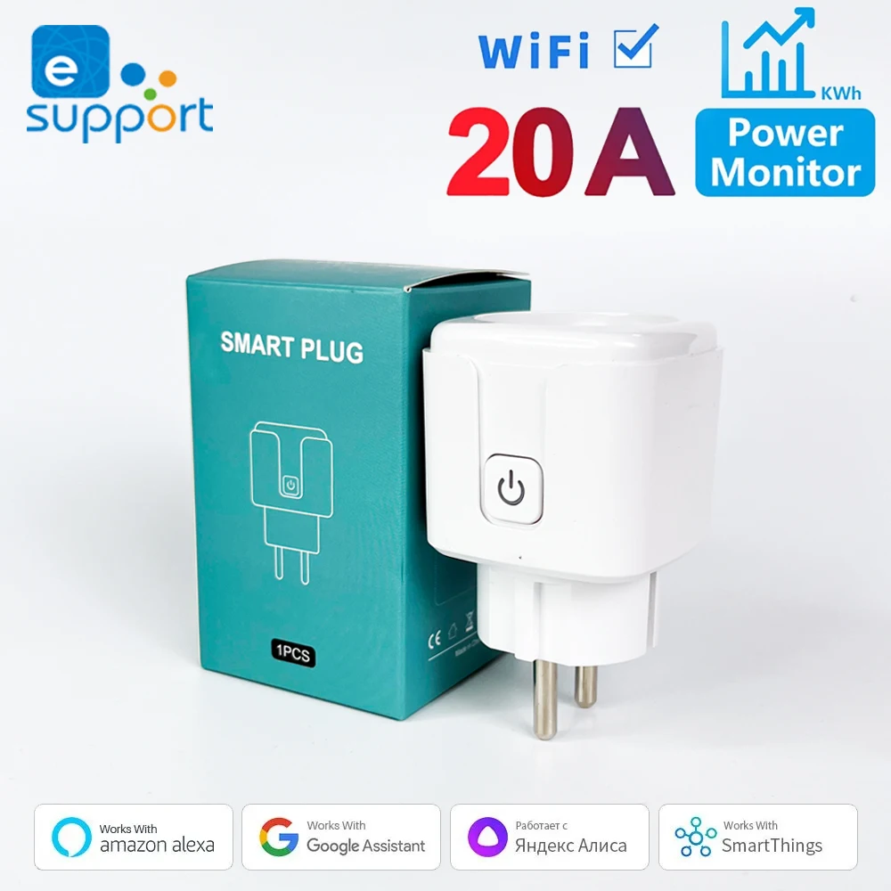 eWelink 16A/20A EU WiFi Smart Socket With Energy Monitoring,Smart Power Plug,Timing,Remote Control,Voice For Alexa Google Yandex