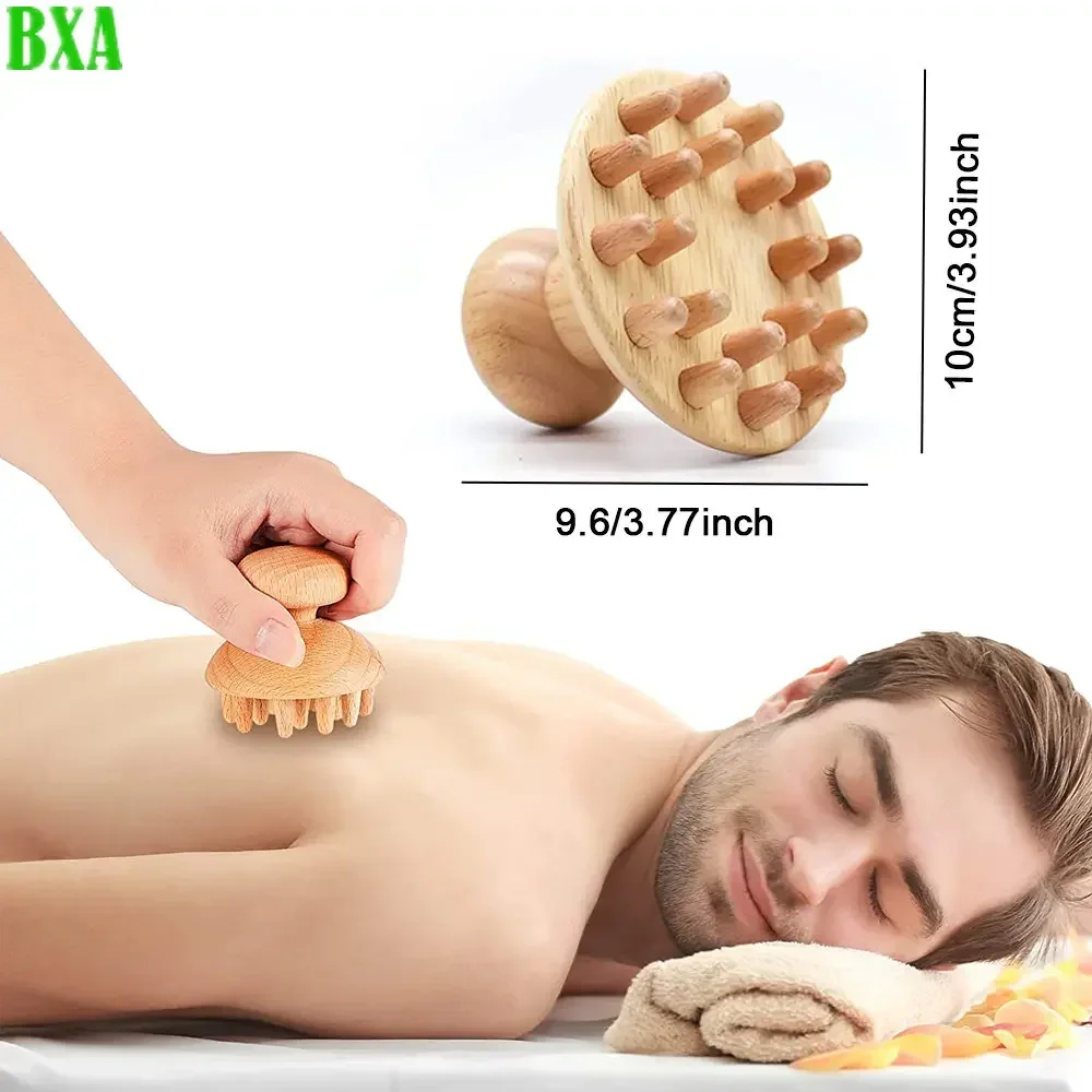 

BXA Wood Therapy Mushroom Massage Comb Anti-cellulite Lymphatic Drainage Fascia Massage Tool Neck Hind Legs Whole Body
