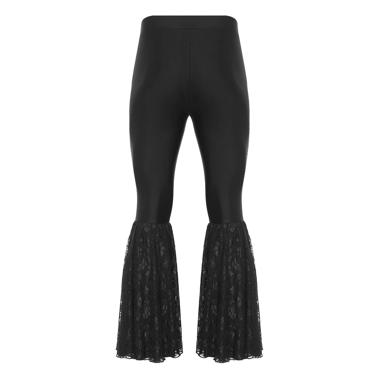 الرجال ديسكو اللاتينية الجاز الرقص السراويل مطاطا حزام الدانتيل المرقعة جرس أسفل السراويل متوهج بنطلون لحفلة الهالوين موضوع