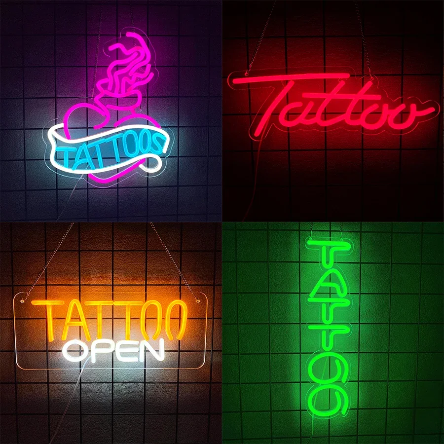 Logo With Tattoo Neon Business of Theme Usb Studio for Bedroom Decor for Room Sign Powered Used Club Bar Gift Lovers. Mitzvah