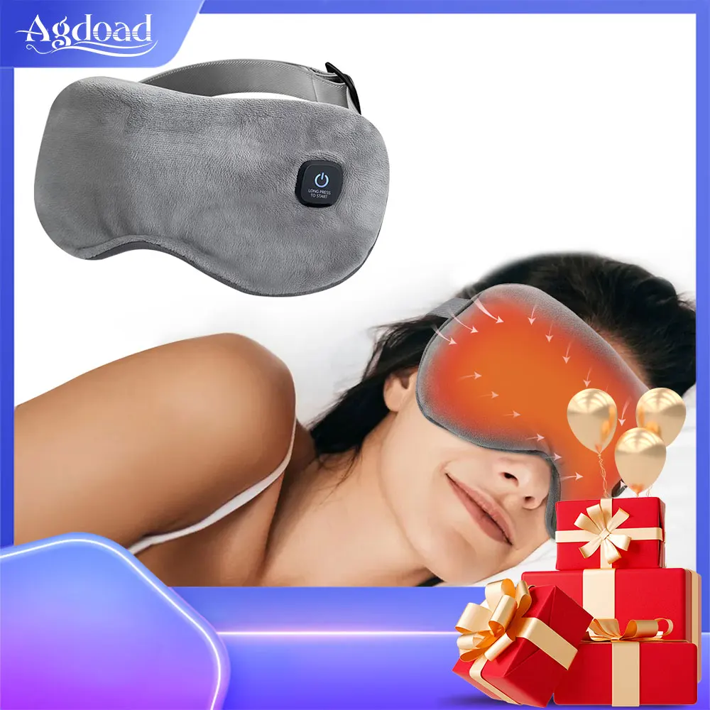 

Беспроводная маска для глаз с подогревом, моющаяся маска для сна, теплая компрессионная маска, мягкий оттенок без давления, электрическая грелка для глаз с повязкой на глаза