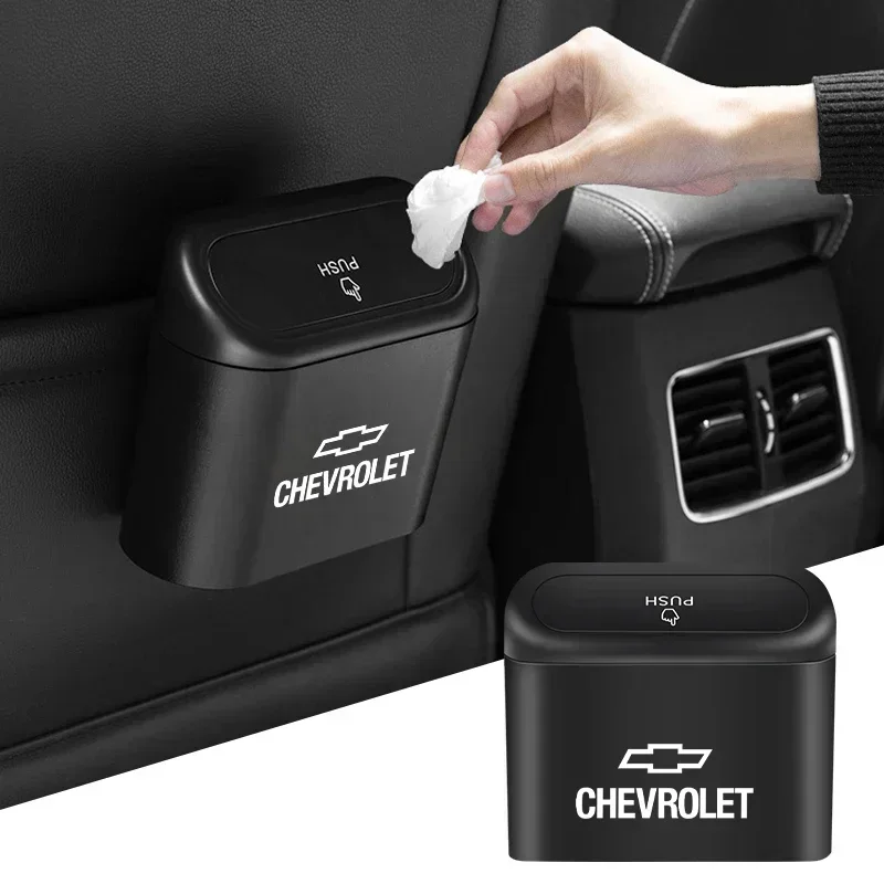 

Car Logo Trash Can Hanging Storage Box Interior For Chevrolet Cruze TRAX Aveo Lova Sail EPICA Captiva Malibu Volt Camaro Cobalt