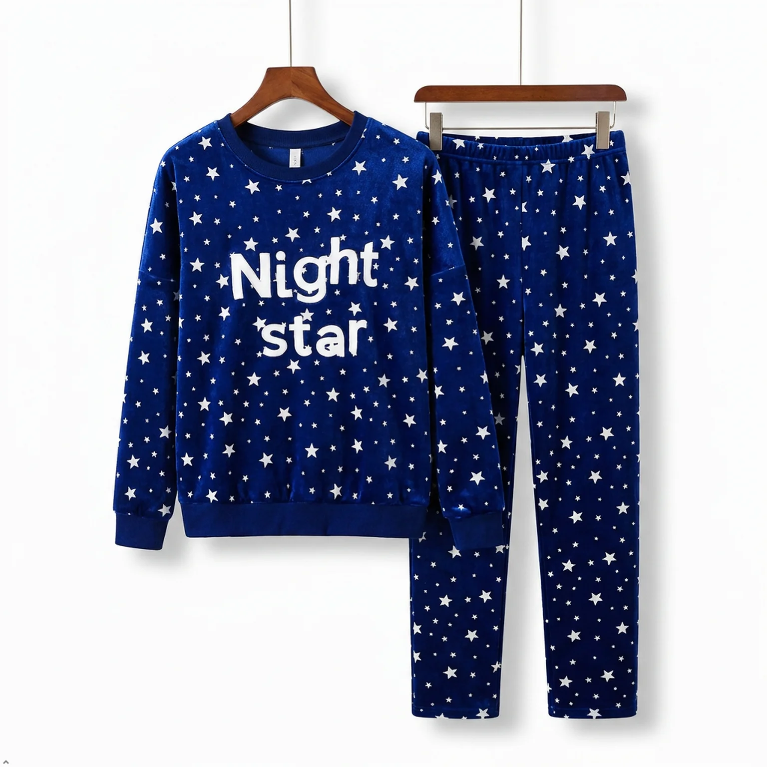 Pajamas for Women Set Lounge Round-Neck Soft flannel Warm Winter Pj Sets for Woman Fashion Design 2PCS/Set