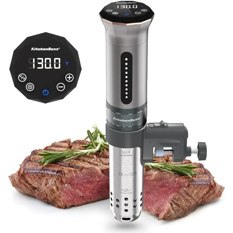 KitchenBoss Macchina per fornelli Sous Vide: Circolatore ad immersione termica ad acqua impermeabile ultra silenzioso da 1100 W IPX7 Temperatura accurata