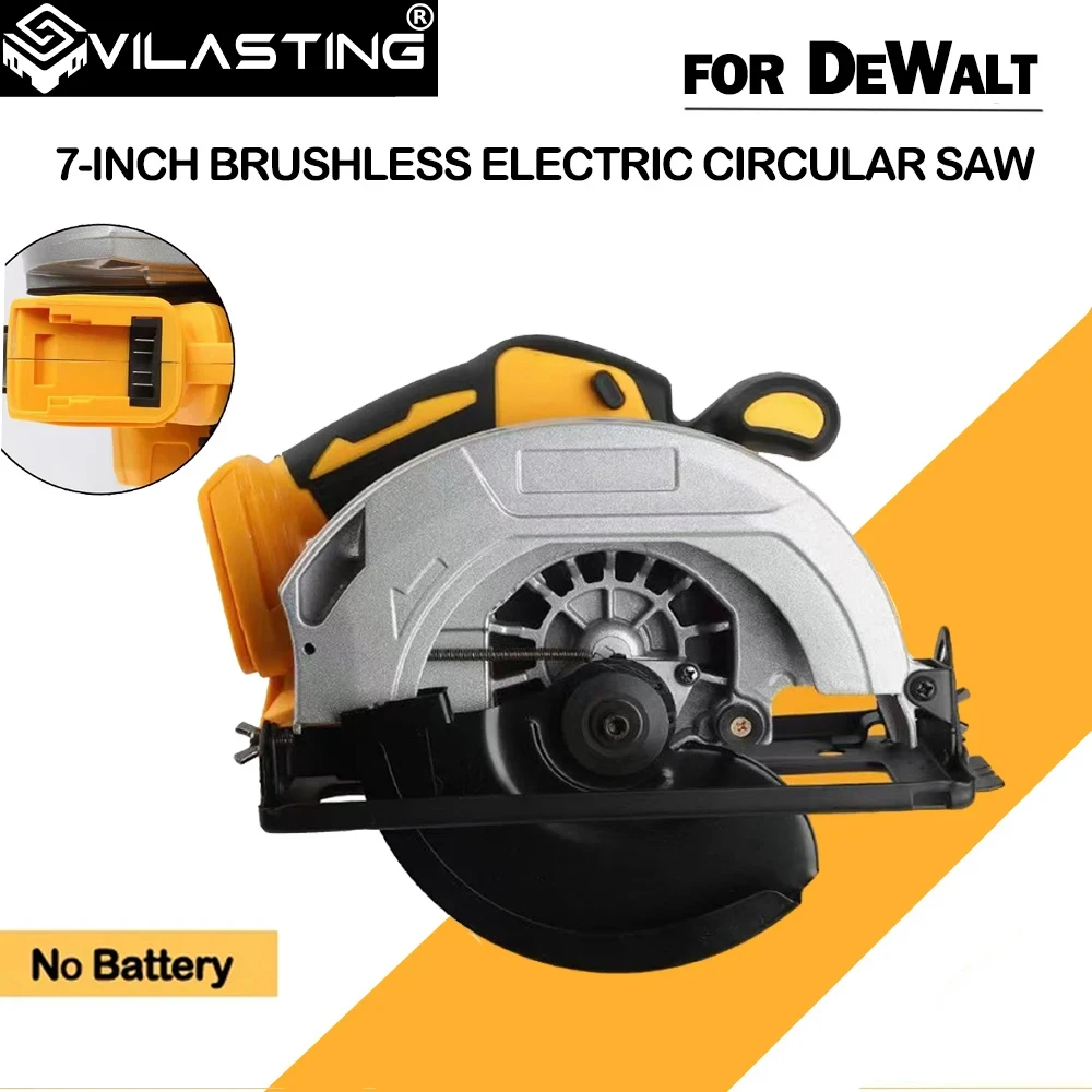 VILASTING 7 Inch Brushless Electric Circular Saw Cordless Board Cutting Machine Woodworking PowerTool Fit Dewalt 18V Battery Pin