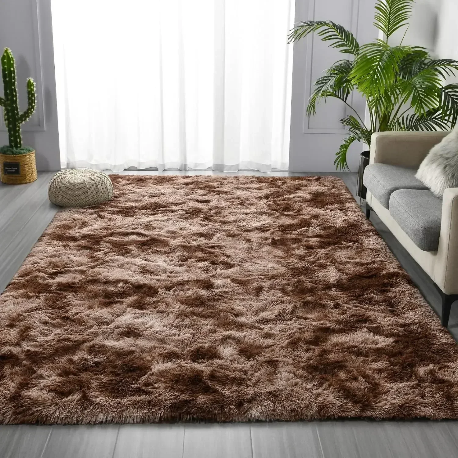 Furniture suppliesLarge Shag Area Rugs 8 x 10, Tie-Dyed Plush Fuzzy Rugs for Living Room, Ultra Soft Fluffy Furry Rugs for Bedro