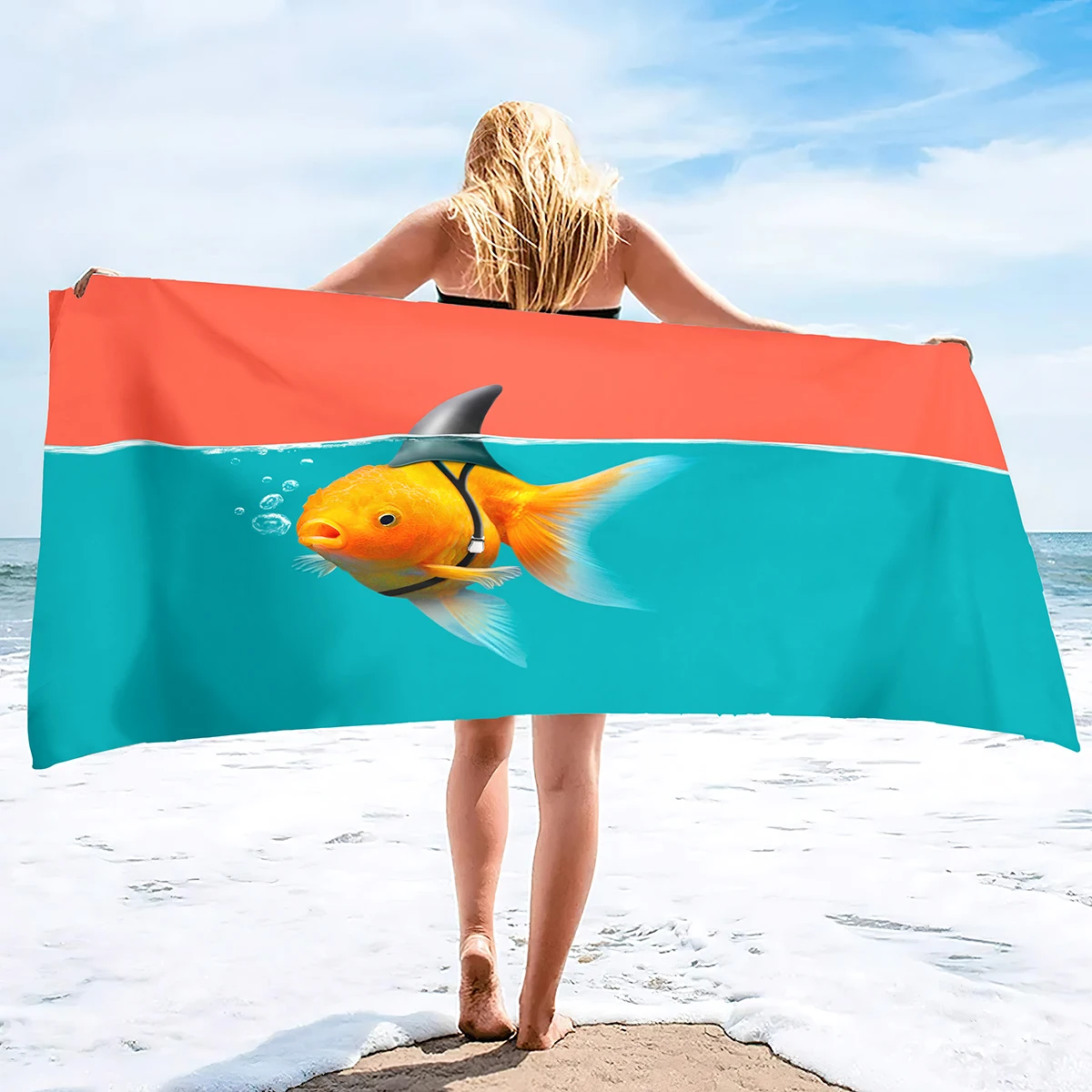 

Симпатичные пляжные полотенца с золотой рыбкой, мягкие пляжные полотенца из микрофибры, быстросохнущие и устойчивые к песку пляжные полотенца, большие пляжные полотенца без песка