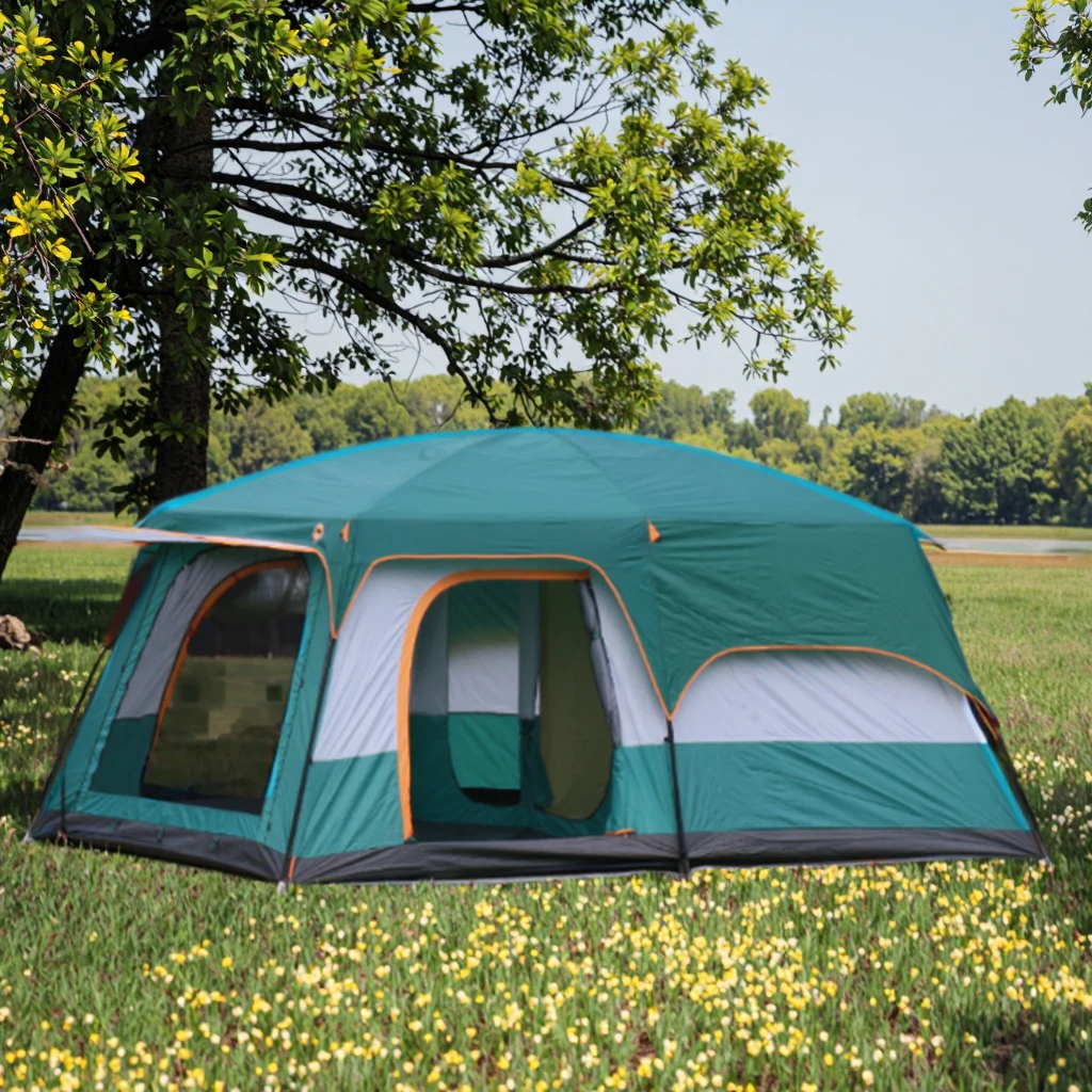New Arrival Camping Tents for 8 10 12 Persons Competitive Price Waterproof Outdoor Family Tent with Bed Made Canvas Fabric - view 2