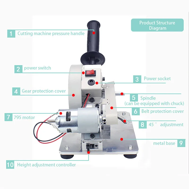 Multifunctional Cutting Machine Household Desktop Woodworking Stone Steel Plastic 45 Degree Chainsaw Electric Mini Circular Saw