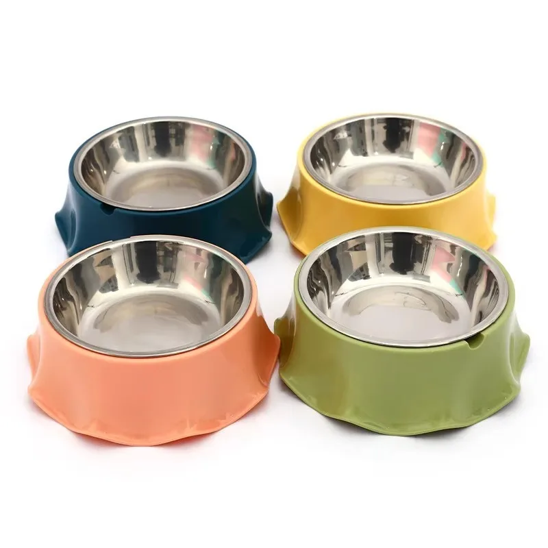 

Stainless Steel Cat Dog Bowl Feeders Pet Feeding Dessert Snack Dish Plate Double-layer Pet Cat Food Water Bowl