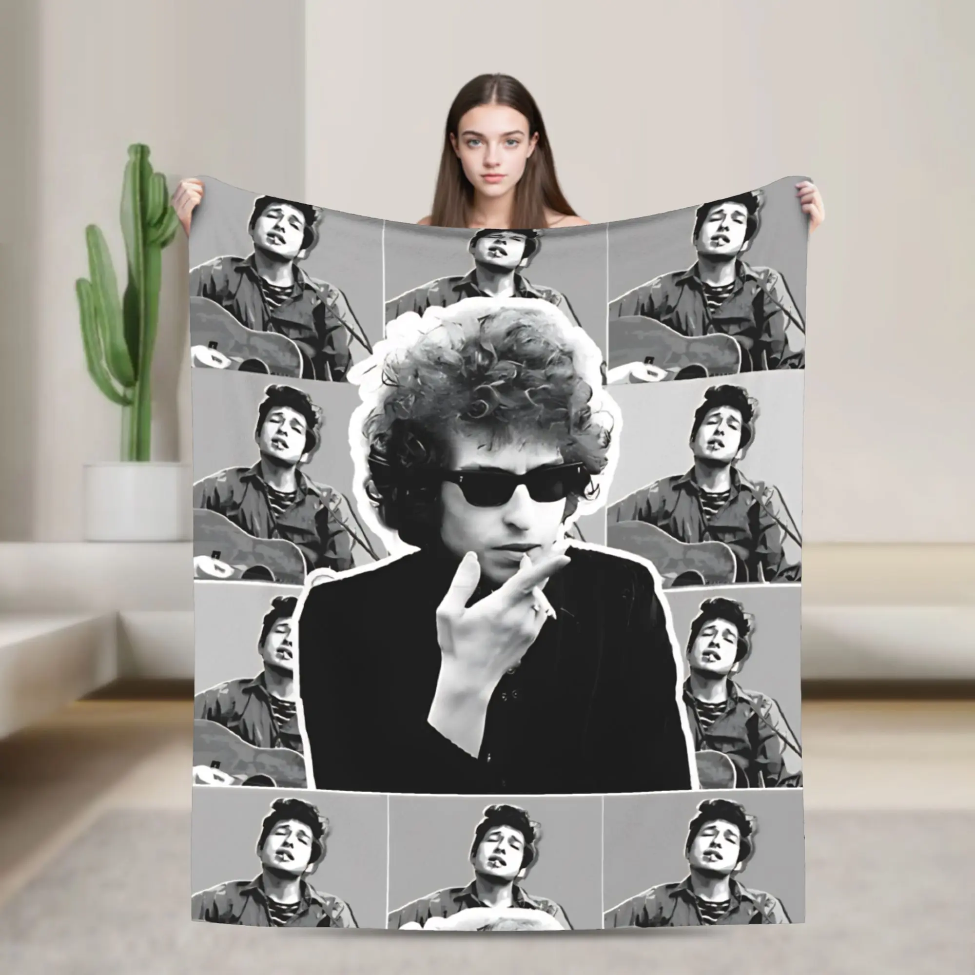 Bobs Dylans Singer Knitted Blanket Coral Fleece Plush  Ultra-Soft Throw Blanket for Bedroom Sofa Bedroom Quilt