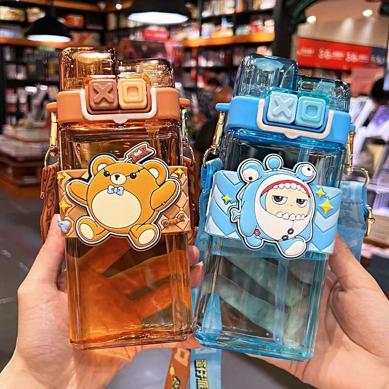 

New Egg Party Kids Cup - Chic Adorable Plastic Water Bottle with Straw, Portable for Students